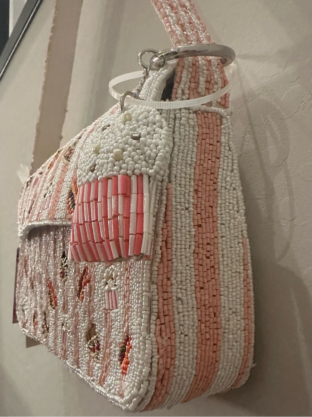VIRAL Handmade Beaded Movie Night Popcorn Pizza Hamburger Shoulder Bag - Picture 7 of 13